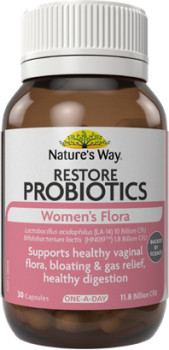 Natures-Way-Restore-Probiotics-Womens-Flora-30-Capsules on sale