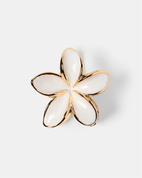 White-and-Gold-Tone-Enamel-Frangipani-Claw-Hair-Clip on sale