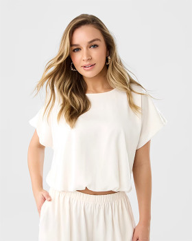 Short+Sleeve+Bubble+Hem+Top