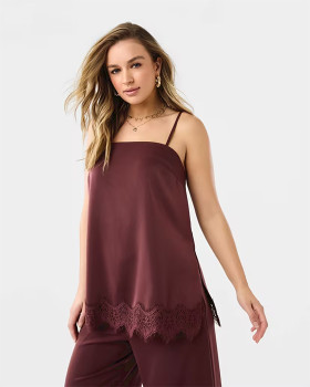 Sleeveless+Satin+Longline+Cami+Top