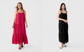 Sleeveless-Trapeze-Tier-Maxi-Dress on sale
