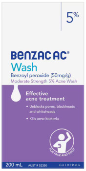Benzac+AC+Moderate+Strength+5.0%25+Acne+Wash+200ml