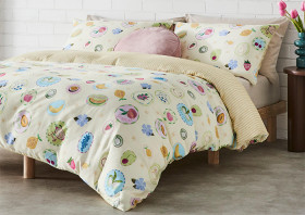 Vue+Fruit+Retro+Sticker+Cotton+%E2%80%A8Sateen+Quilt+Cover+Set%5E