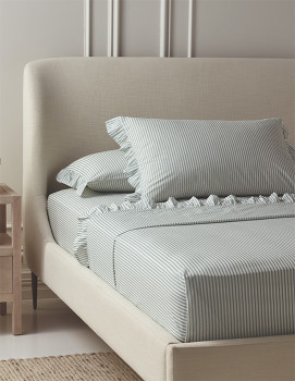 Heritage-Printed-Cotton-Sheet-Set-Ruffle-Sage on sale