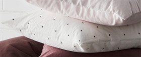 Vue-Stonewashed-Cotton-Pillowcase-Pair-White-Chocolate-Polka-Dot on sale