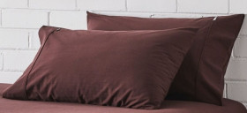 Vue-Stonewashed-Cotton-Pillowcase-Pair-Bitter-Chocolate on sale