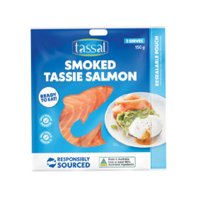 Tassal-Smoked-Tassie-Salmon-150g-From-the-Seafood-Fridge on sale