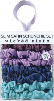 Wicked+Sista+Slim+Satin+Scrunchie+Set+8+Pack+-+Indigo+Forest