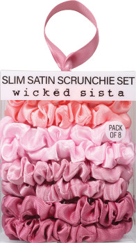 Wicked+Sista+Slim+Satin+Scrunchie+Set+8+Pack+-+Blush+Rose