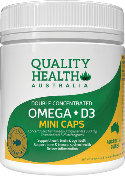 Quality+Health+Double+Concentrated+Omega+%2B+D3+Mini+250+Capsules%2A