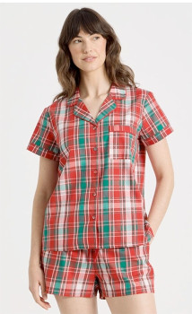 Myer+Giftorium+Women%26rsquo%3Bs+Red+Tartan+Cotton+Sateen+PJ+Set