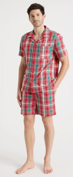 Myer-Giftorium-Mens-Red-Tartan-Cotton-Sateen-PJ-Set on sale