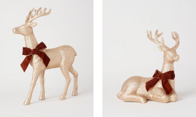 Myer+Giftorium+Harvest+Glittered+Sitting+or+Standing+Reindeer+with+Brown+Bow