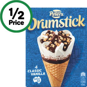 Peters-Drumstick-Ice-Cream-475-490ml-Pk-4-6 on sale
