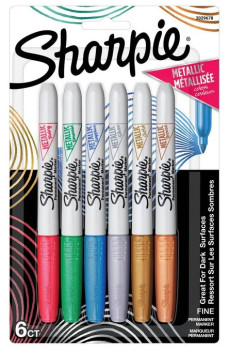 NEW+Sharpie+Assorted+Metallic+Fine+Point+Permanent+Markers+-+6+Pack