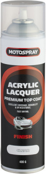 Motospray+Acrylic+Lacquer+Topcoat+Clear+400g